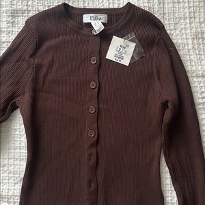 CHARLOTTE RUSSE Brown Ribbed Button Cardigan NEW WITH TAG